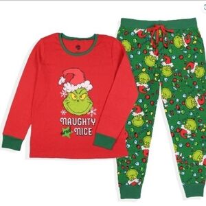 Dr. Seuss Naughty and Nice Grinch Pajama Set - Red and Green